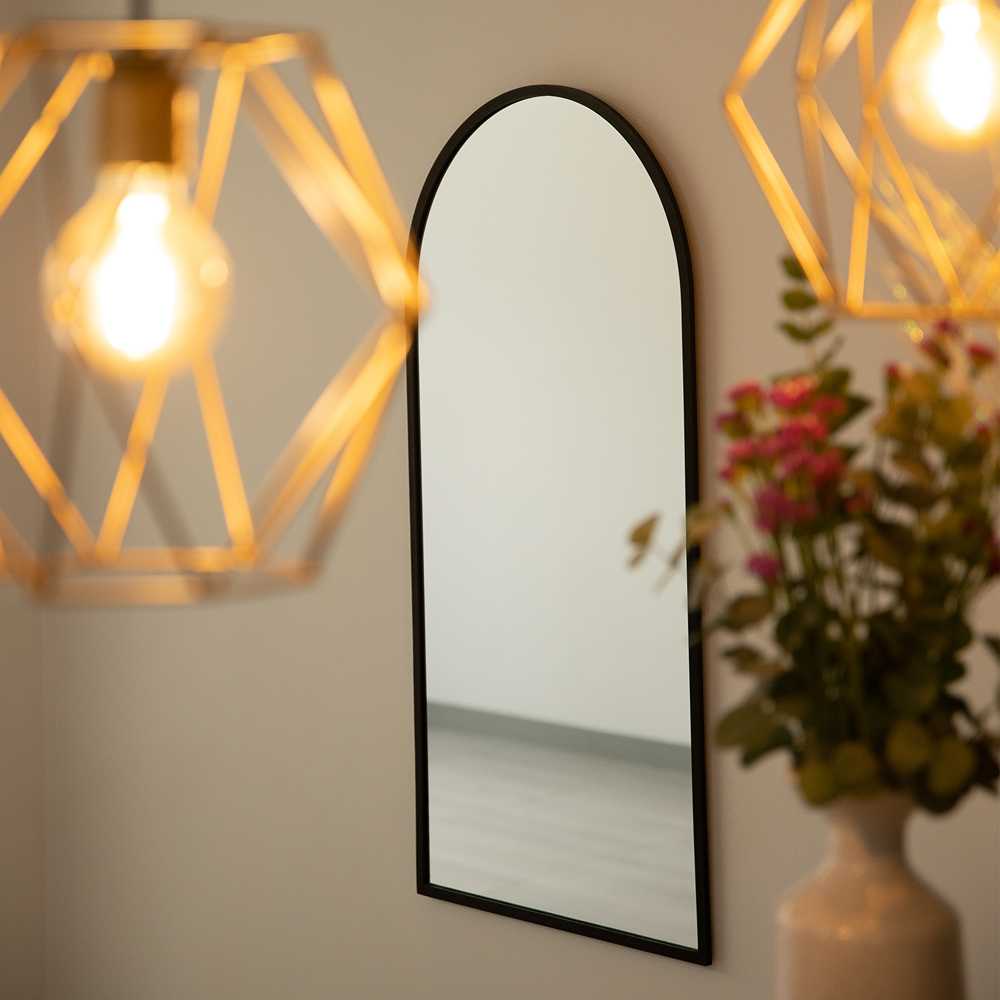 Espejo de Pared Negro 60x120cm Arco Superior con Marco En Madera - Espejos Decorativos | Bylmo