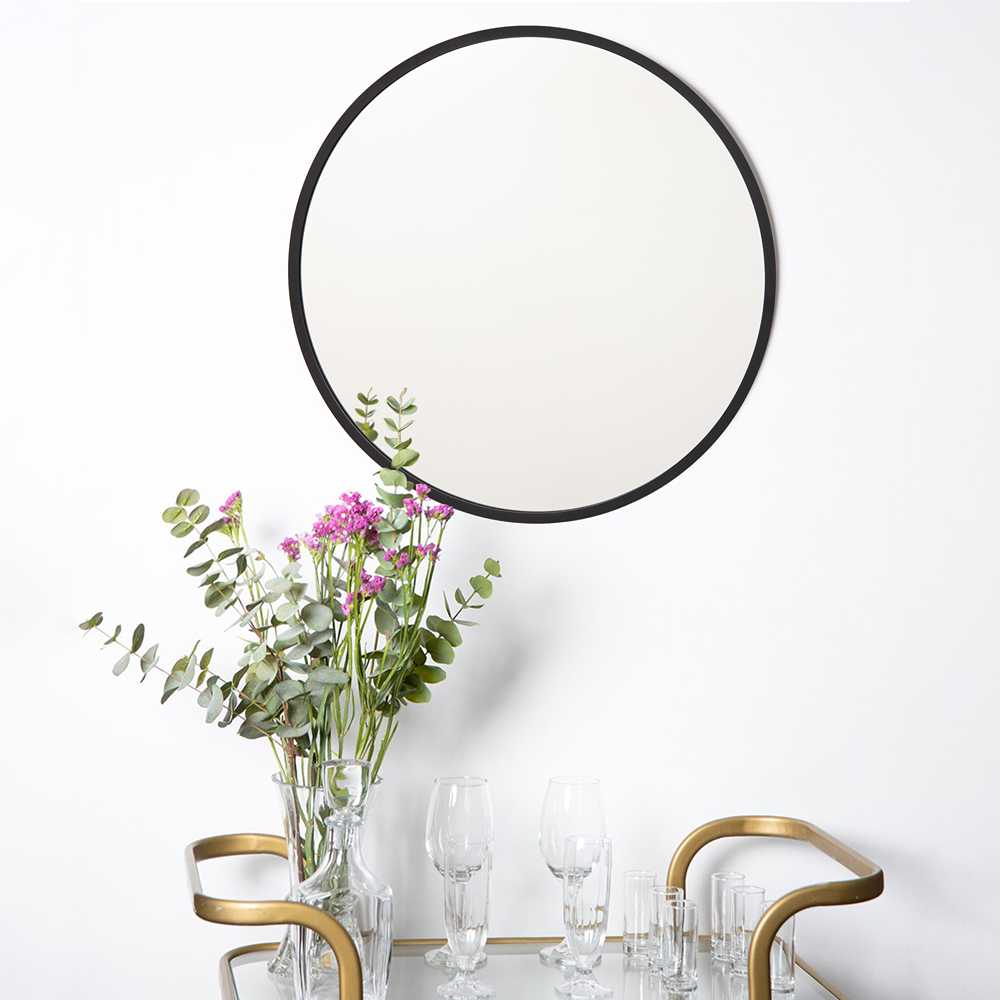 Espejo Olivar Redondo 100 cm Negro - Espejos Decorativos | Bylmo