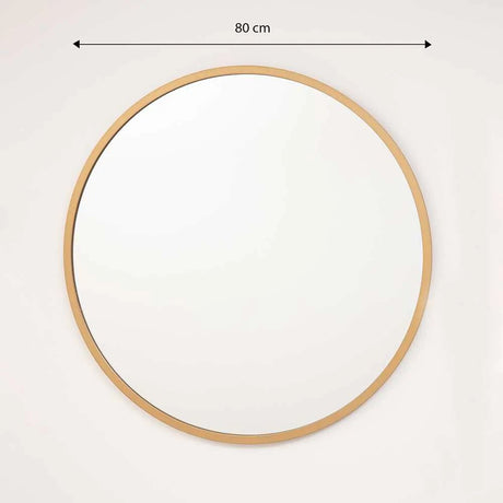 Espejo de Pared Dorado 80x80cm Redondo con Marco En Madera - Espejos Decorativos | Bylmo