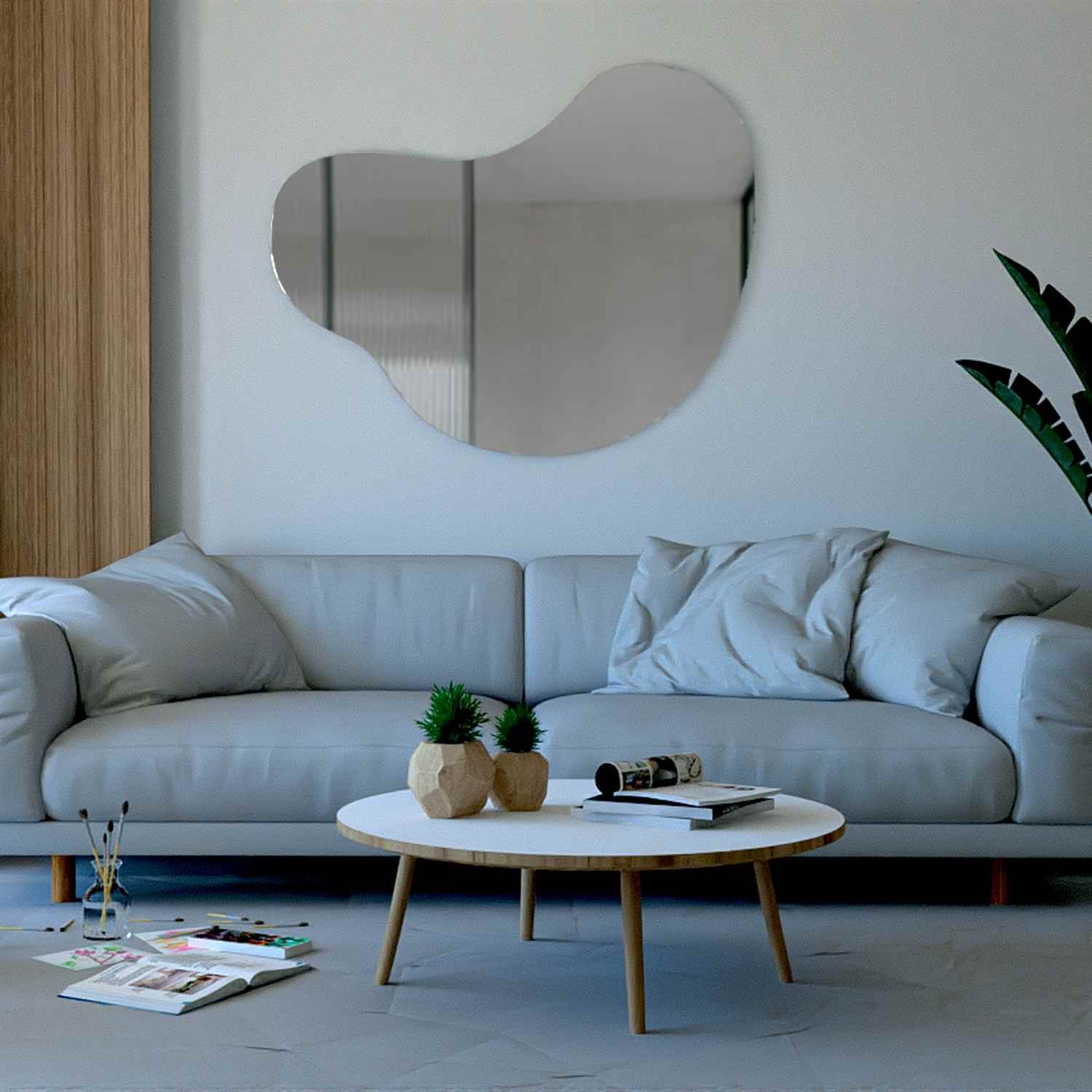 Espejo de Pared Otto Plateado 110x90cm Asimetrico sin Marco - Espejos Decorativos | Bylmo