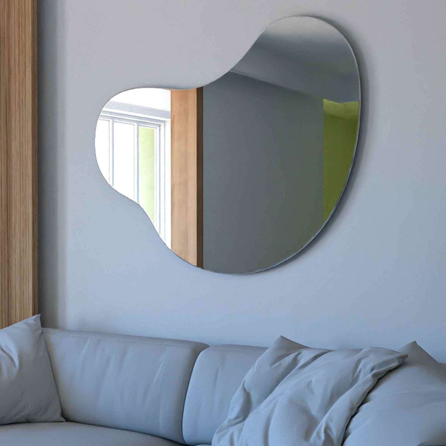 Espejo de Pared Otto Plateado 110x90cm Asimetrico sin Marco - Espejos Decorativos | Bylmo