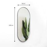 Espejo de Pared Plata 50x100cm Ovalado con Marco Metalico - Espejos Decorativos | Bylmo