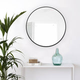 Espejo de Pared Negro 80x80cm Redondo con Marco Metálico - Espejos Decorativos | Bylmo