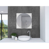 Espejo de Baño Salerno Plateado 60x60cm Redondo con Biselado - Espejos de Baño | Bylmo
