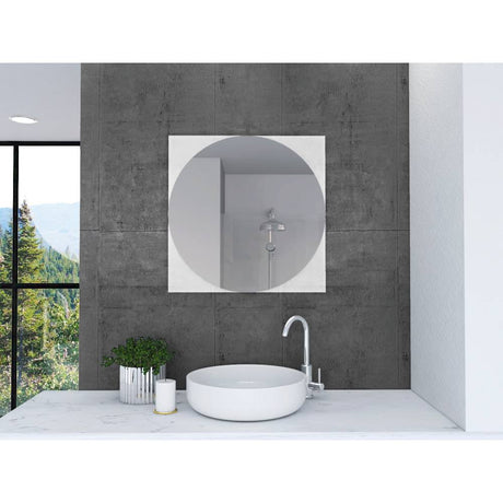 Espejo de Baño Salerno Plateado 60x60cm Redondo con Biselado - Espejos de Baño | Bylmo