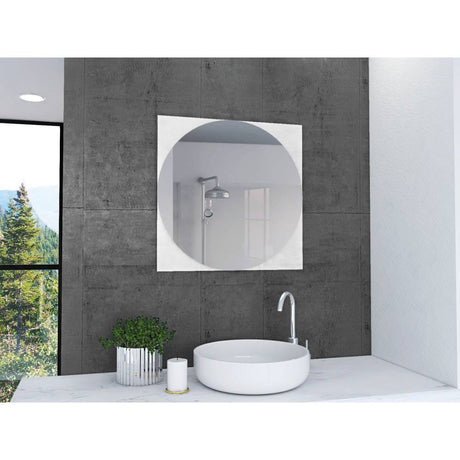 Espejo de Baño Salerno Plateado 60x60cm Redondo con Biselado - Espejos de Baño | Bylmo
