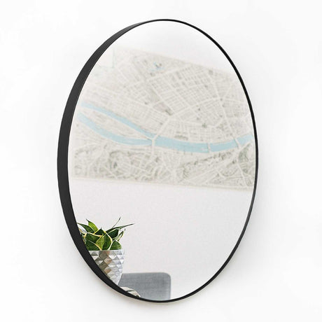 Espejo de Pared Negro 100x100cm Redondo con Marco Metalico - Espejos Decorativos | Bylmo