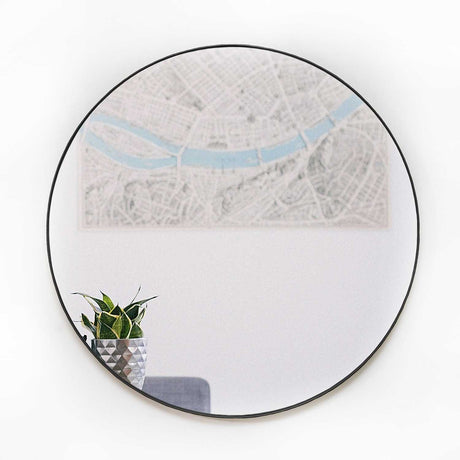 Espejo de Pared Negro 110x110cm Redondo con Marco Metalico - Espejos Decorativos | Bylmo