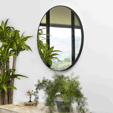 Espejo de Pared Negro 110x110cm Redondo con Marco Metalico - Espejos Decorativos | Bylmo