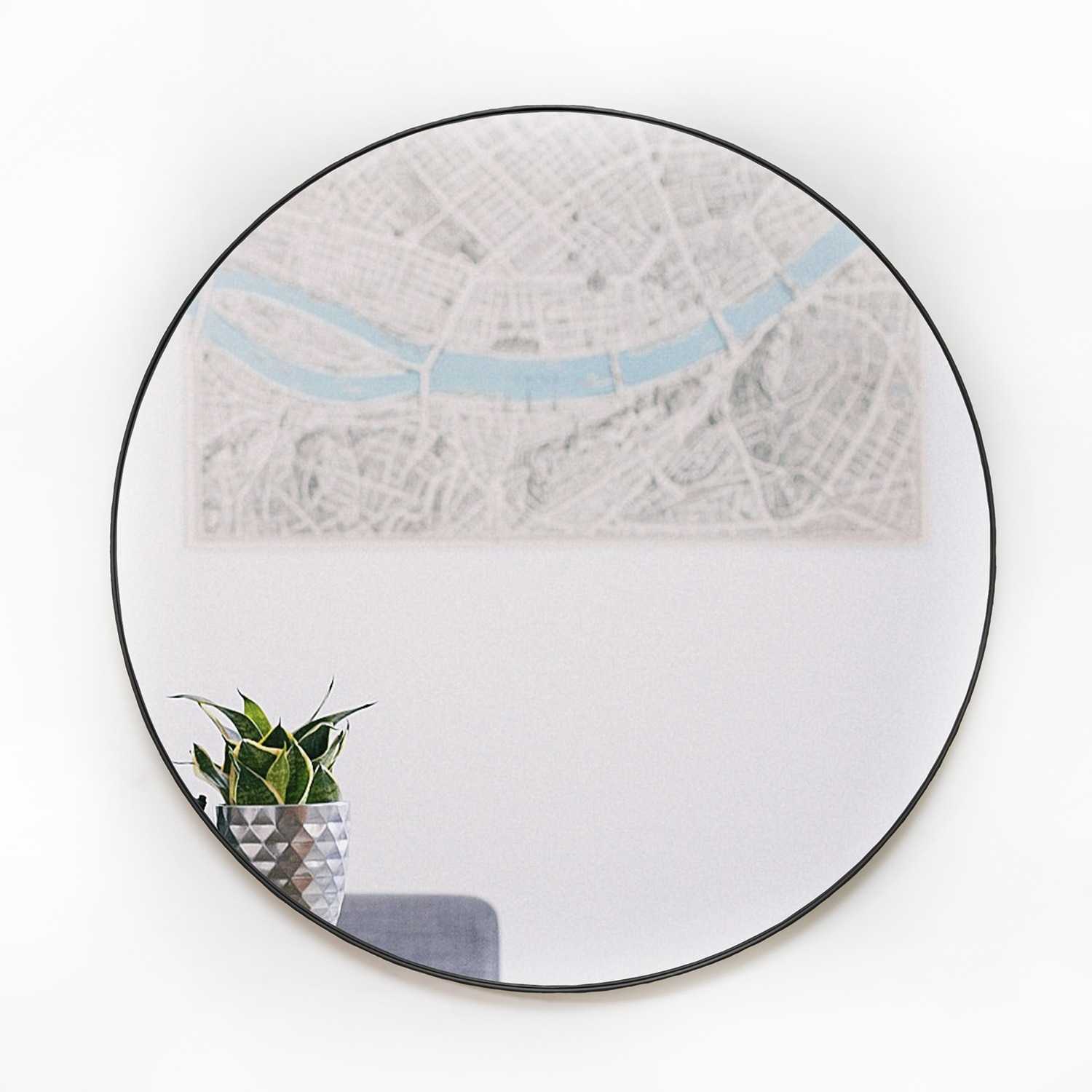 Espejo de Pared Negro 120x120cm Redondo con Marco Metalico - Espejos Decorativos | Bylmo