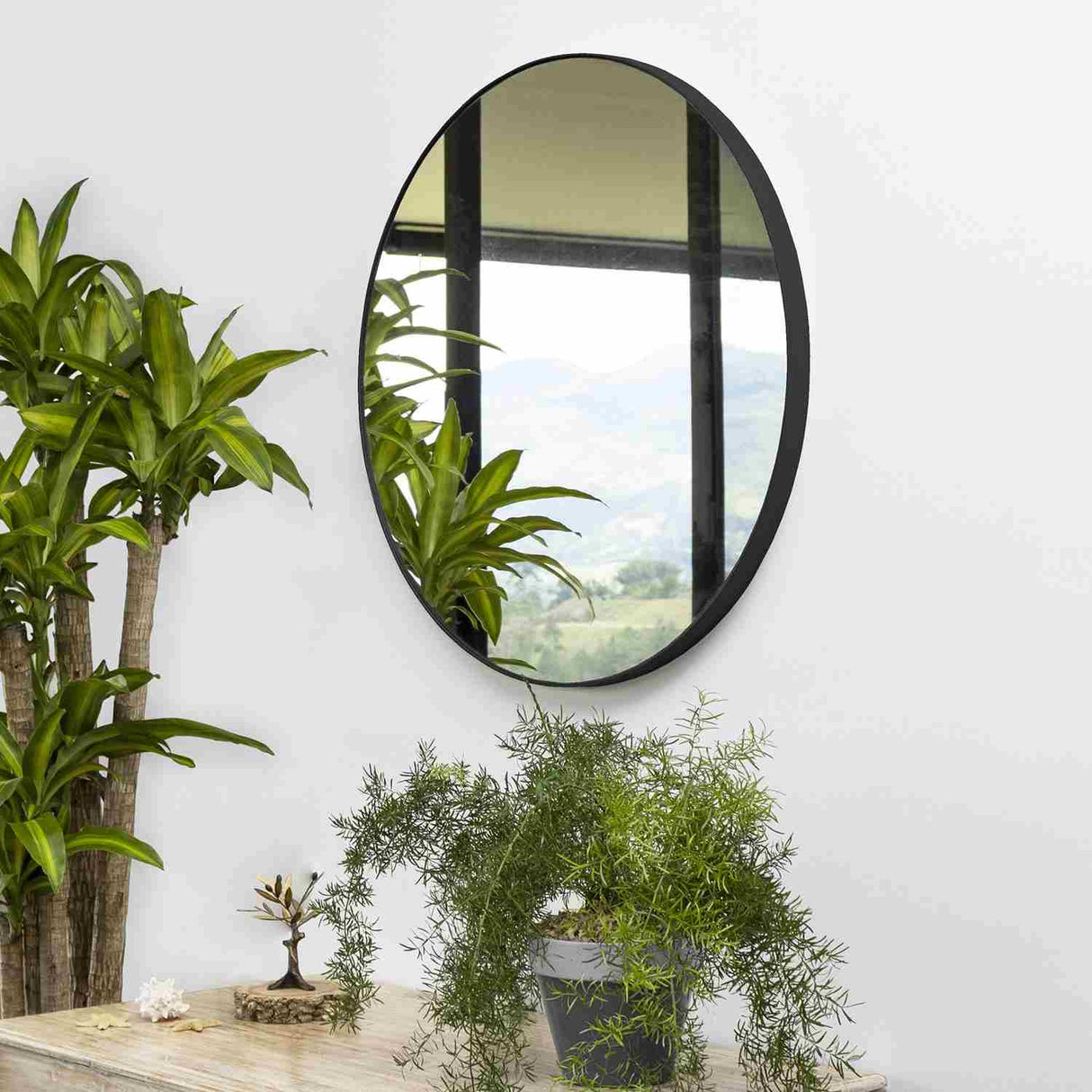 Espejo de Pared Negro 120x120cm Redondo con Marco Metalico - Espejos Decorativos | Bylmo