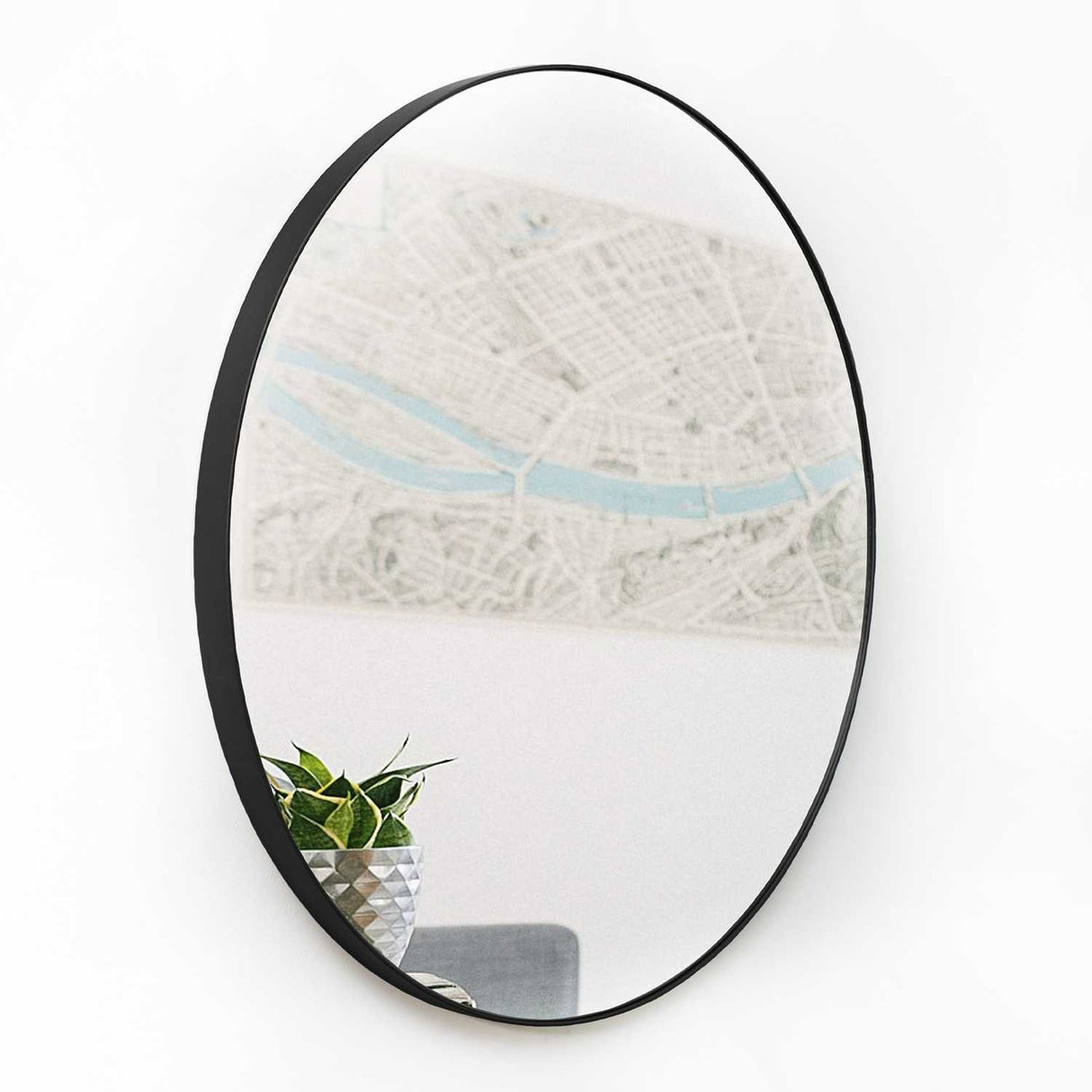 Espejo de Pared Negro 120x120cm Redondo con Marco Metalico - Espejos Decorativos | Bylmo