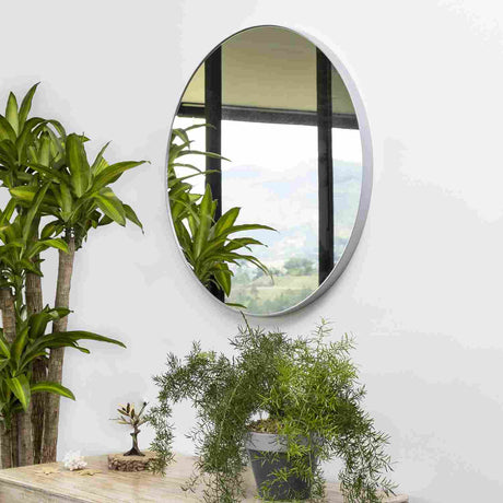 Espejo de Pared Plata 120x120cm Redondo con Marco Metalico - Espejos Decorativos | Bylmo