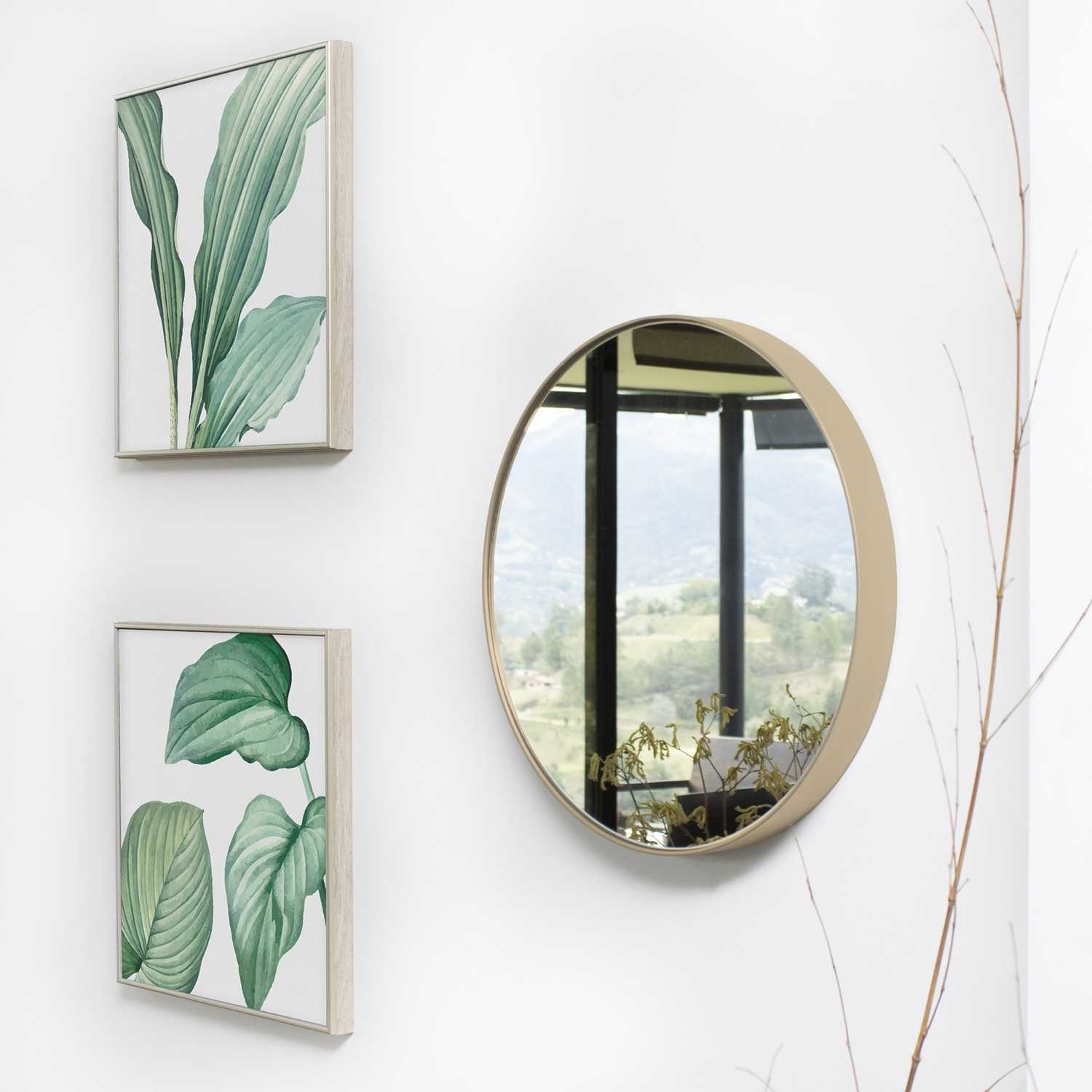 Espejo de Pared Dorado 70x70cm Redondo con Marco Metalico - Espejos Decorativos | Bylmo