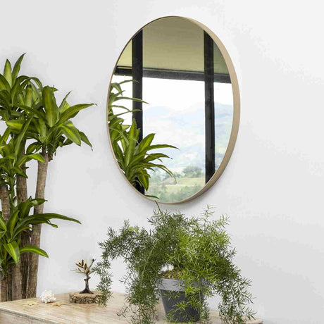 Espejo de Pared Dorado 90x90cm Redondo con Marco Metalico - Espejos Decorativos | Bylmo