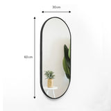 Espejo de Pared Negro 30x60cm Ovalado con Marco Metalico - Espejos Decorativos | Bylmo