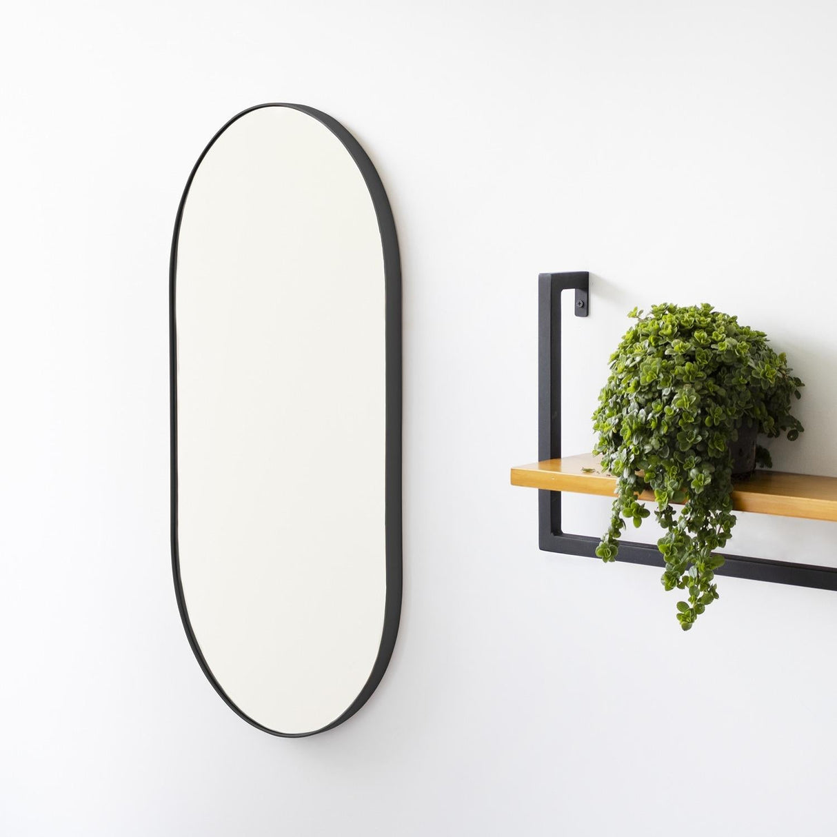 Espejo de Pared Negro 40x80cm Ovalado con Marco Metalico - Espejos Decorativos | Bylmo