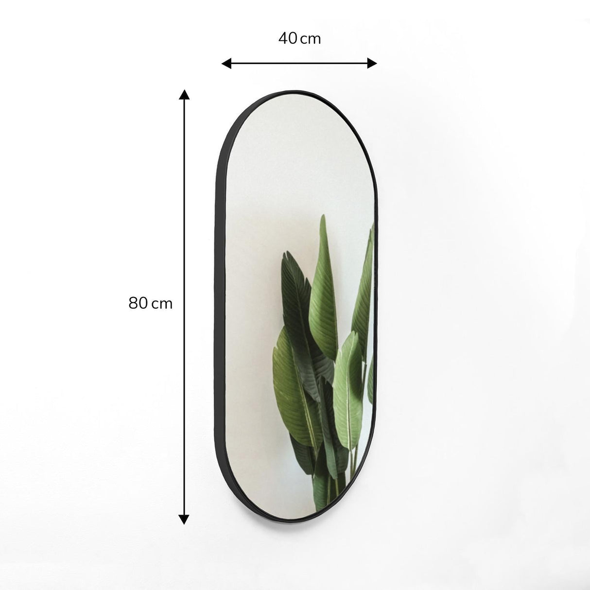 Espejo de Pared Negro 40x80cm Ovalado con Marco Metalico - Espejos Decorativos | Bylmo