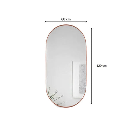 Espejo de Pared Cobre 60x120cm Ovalado con Marco Metalico - Espejos Decorativos | Bylmo