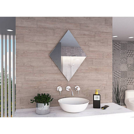 Espejo de Baño Serrano Plateado 60x80cm Rombo con Biselado - Espejos de Baño | Bylmo