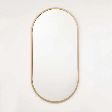 Espejo de Pared Dorado 50x100cm Ovalado con Marco En Madera - Espejos Decorativos | Bylmo