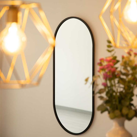 Espejo de Pared Negro 50x100cm Ovalado con Marco En Madera - Espejos Decorativos | Bylmo