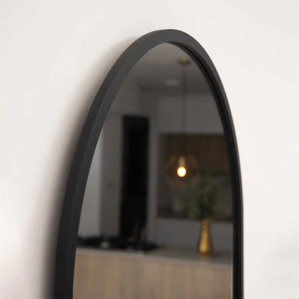 Espejo de Pared Negro 50x100cm Ovalado con Marco En Madera - Espejos Decorativos | Bylmo