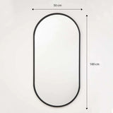 Espejo de Pared Negro 50x100cm Ovalado con Marco En Madera - Espejos Decorativos | Bylmo