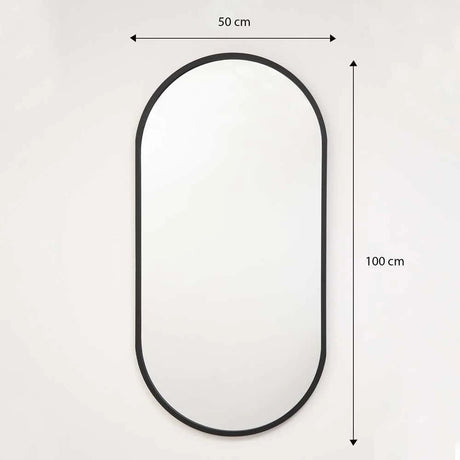Espejo de Pared Negro 50x100cm Ovalado con Marco En Madera - Espejos Decorativos | Bylmo
