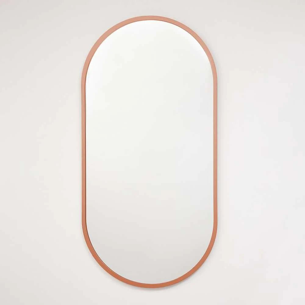 Espejo de Pared Oro Rosa 50x100cm Ovalado con Marco En Madera - Espejos Decorativos | Bylmo