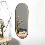 Espejo de Pared Oro Rosa 50x100cm Ovalado con Marco En Madera - Espejos Decorativos | Bylmo