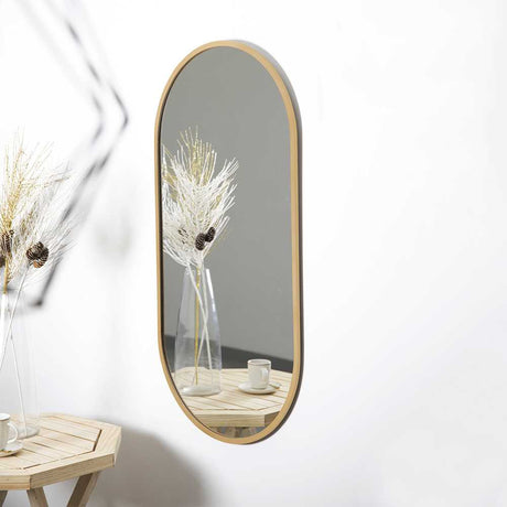 Espejo de Pared Dorado 60x120cm Ovalado con Marco En Madera - Espejos Decorativos | Bylmo