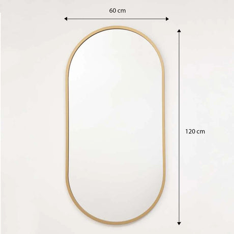 Espejo de Pared Dorado 60x120cm Ovalado con Marco En Madera - Espejos Decorativos | Bylmo