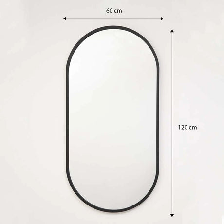 Espejo de Pared Negro 60x120cm Ovalado con Marco En Madera - Espejos Decorativos | Bylmo