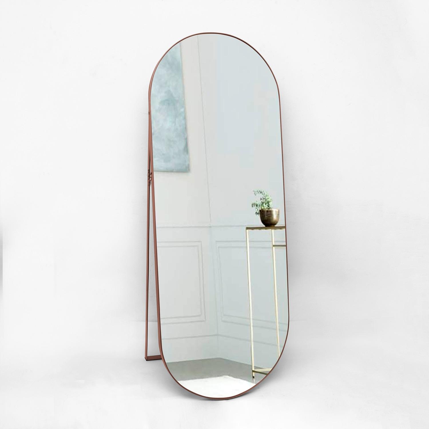 Espejo de Piso Mayorca Cobre 70x170cm Ovalado con Marco Metálico - Espejos Decorativos | Bylmo