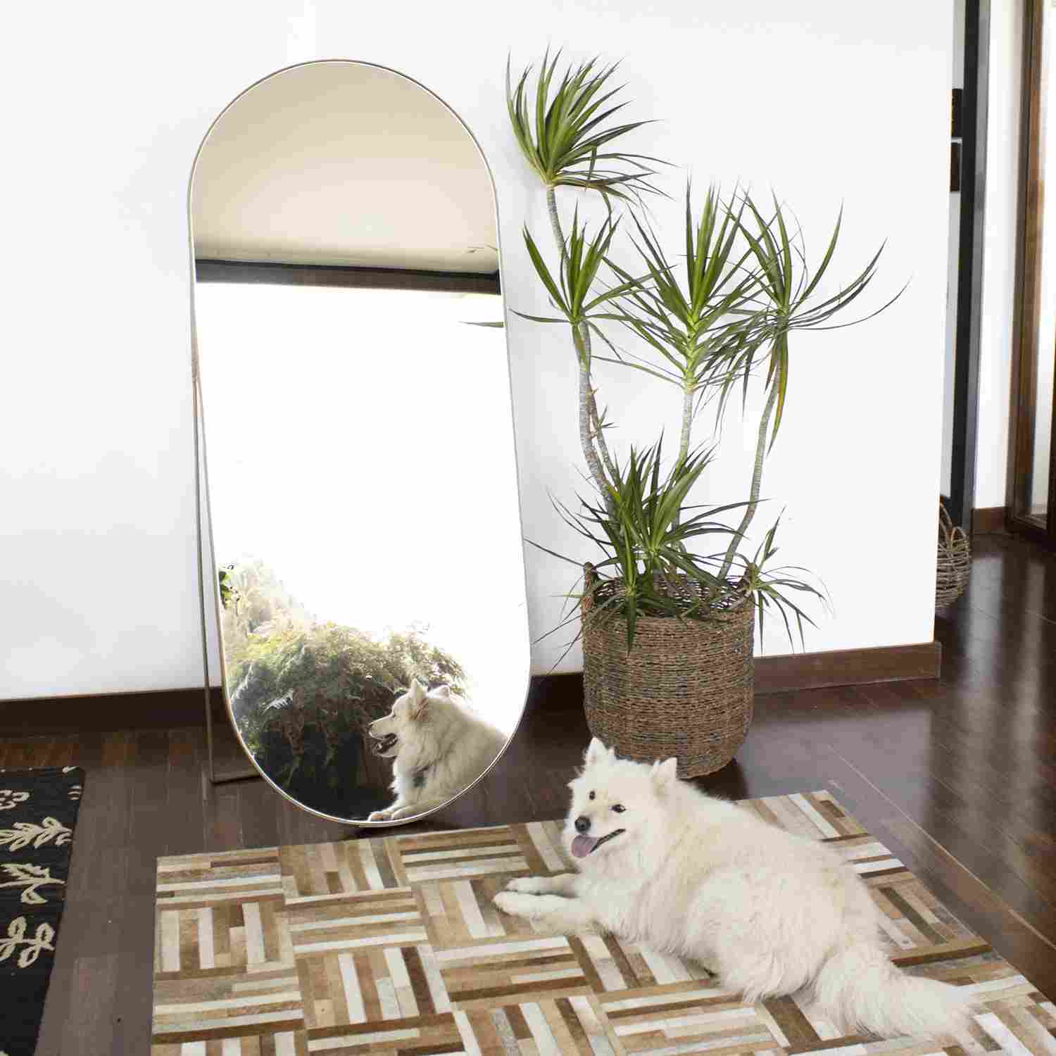 Espejo de Piso Mayorca Dorado 80x180cm Ovalado con Marco Metálico - Espejos Decorativos | Bylmo
