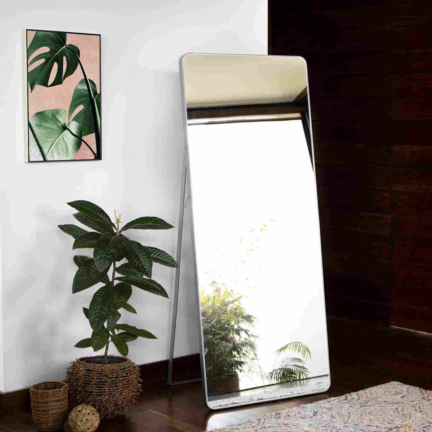 Espejo de Piso Tanger Plata 70x170cm Rectangular con Marco Metálico - Espejos Decorativos | Bylmo