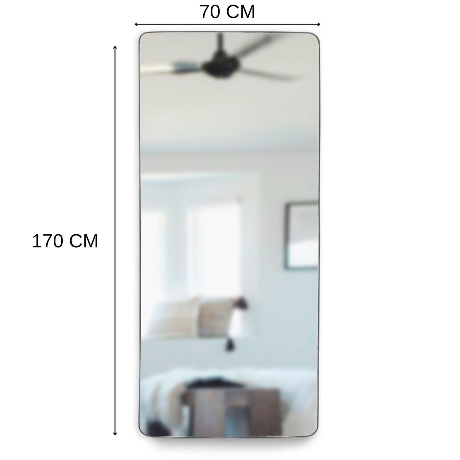 Espejo de Piso Tanger Plata 70x170cm Rectangular con Marco Metálico - Espejos Decorativos | Bylmo
