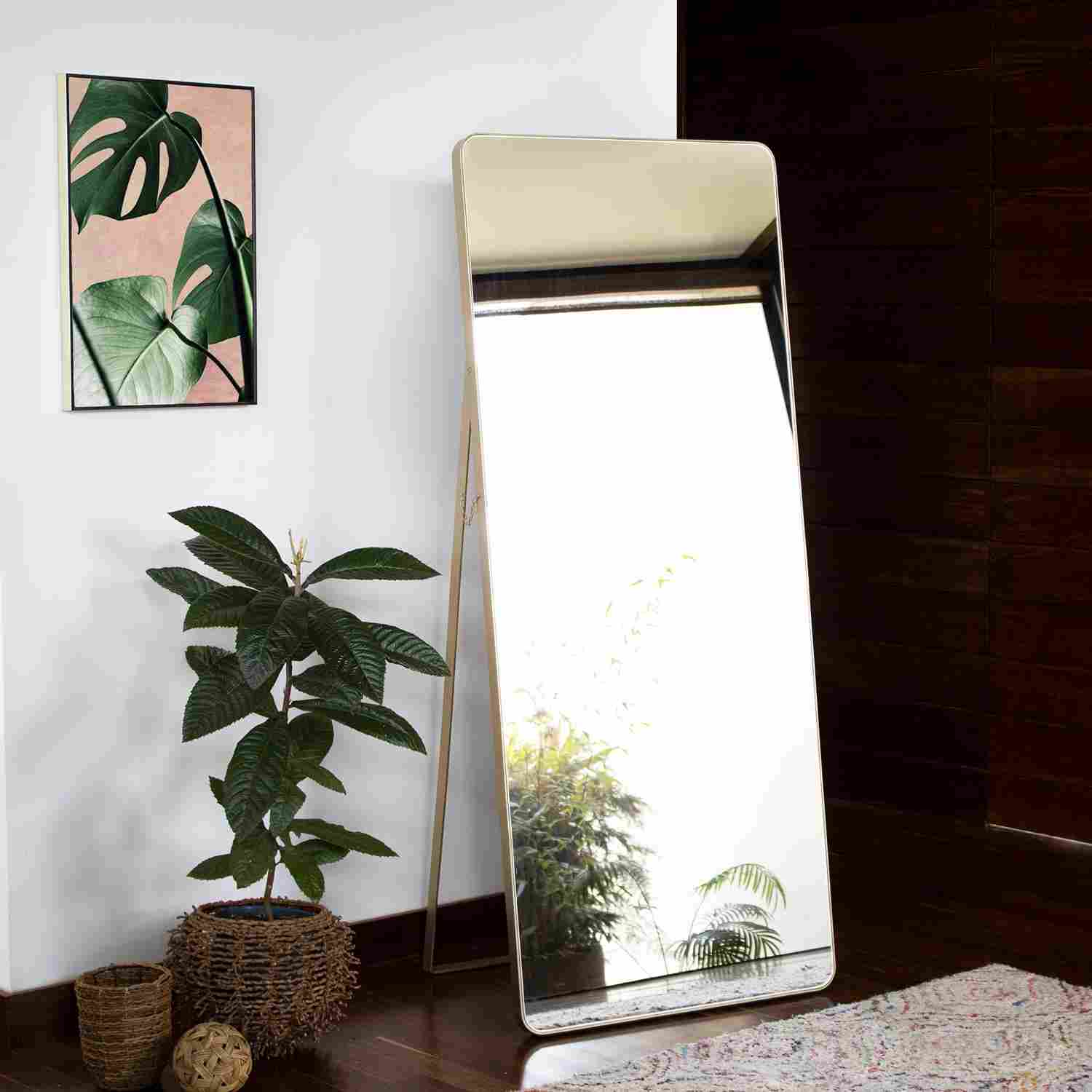Espejo de Piso Tanger Dorado 80x180cm Rectangular con Marco Metálico - Espejos Decorativos | Bylmo