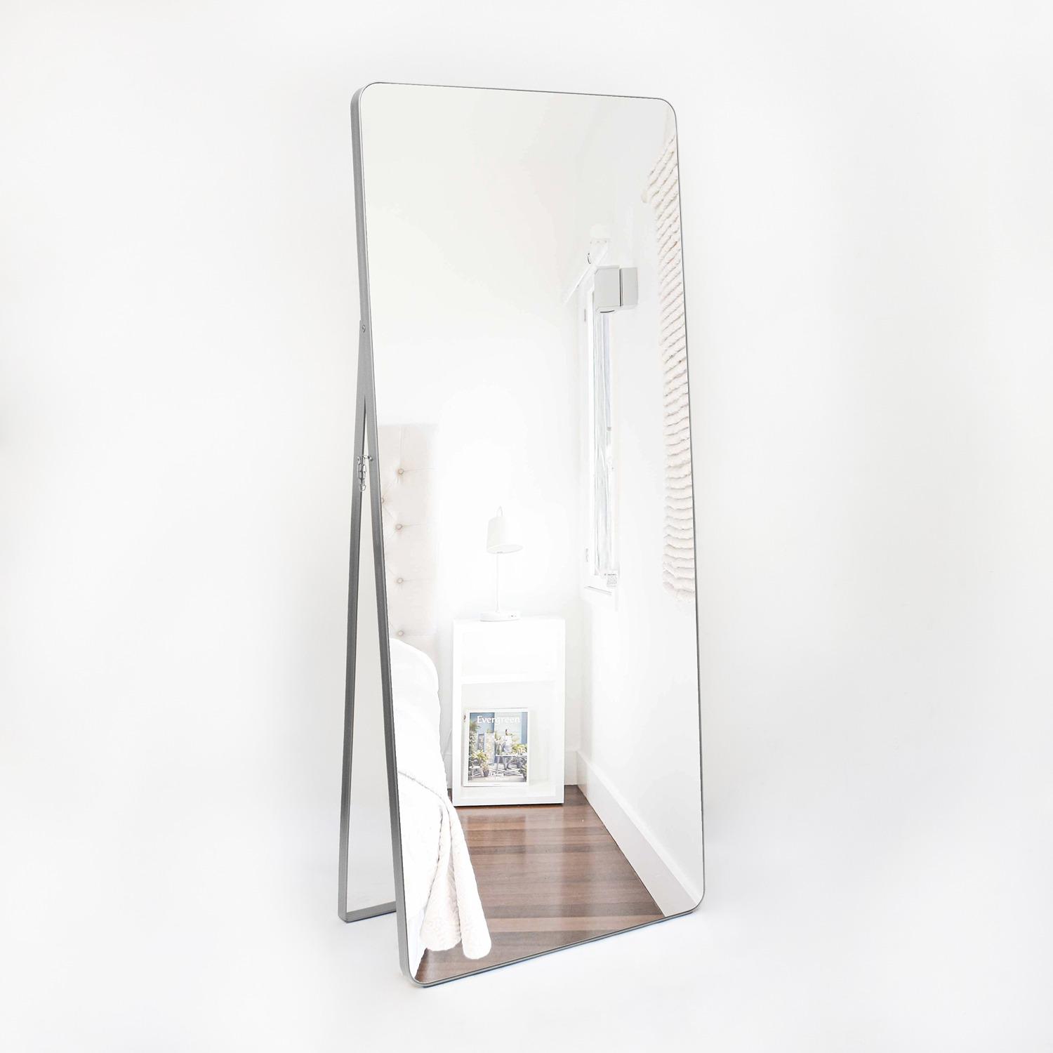 Espejo de Piso Tanger Plata 80x180cm Rectangular con Marco Metálico - Espejos Decorativos | Bylmo