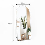 Espejo de Piso Zanzibar Plata 60x160cm Arco Superior con Marco Metálico - Espejos Decorativos | Bylmo
