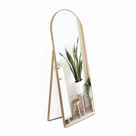 Espejo de Piso Zanzibar Dorado 70x170cm Arco Superior con Marco Metálico - Espejos Decorativos | Bylmo