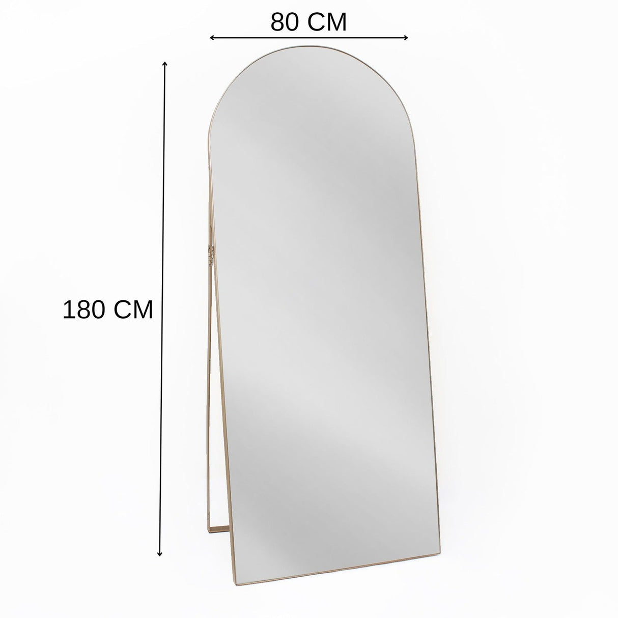 Espejo de Piso Zanzibar Dorado 80x180cm Arco Superior con Marco Metálico - Espejos Decorativos | Bylmo