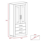 Vitrina Albatros Wengue 90x182cm con Cuatro Compartimientos y con Tres Cajones - Bifes | Bylmo