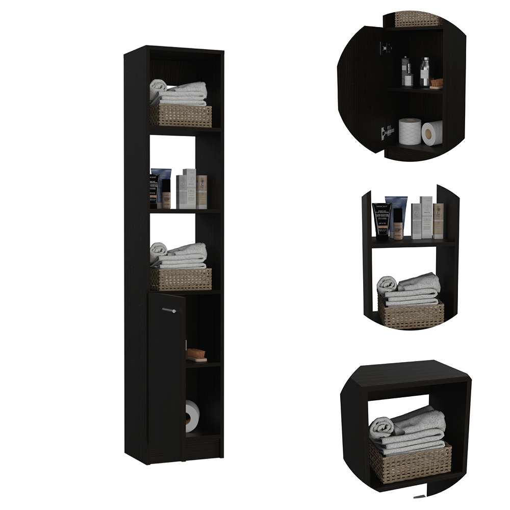 Estanteria para Baño Malaga Wengue 33.1x162.1cm sin Cajones y con Tres Entrepaños - Gabinetes | Bylmo