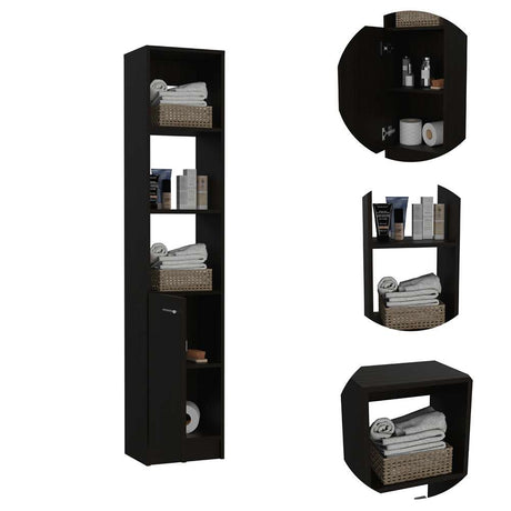 Estanteria para Baño Malaga Wengue 33.1x162.1cm sin Cajones y con Tres Entrepaños - Gabinetes | Bylmo