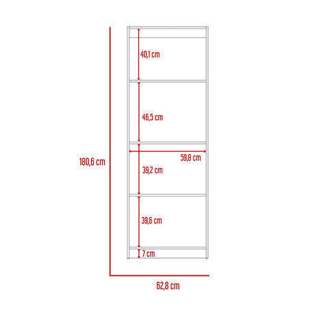Estantería Home Wengue 63x181cm con Cuatro Compartimientos - Bibliotecas y Estanterías | Bylmo