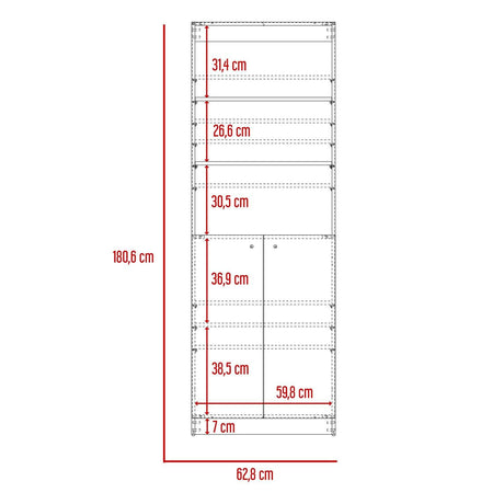 Estantería Home Blanco 62.8x180.6cm con Tres Compartimientos y con Un Cajón - Bibliotecas y Estanterías | Bylmo