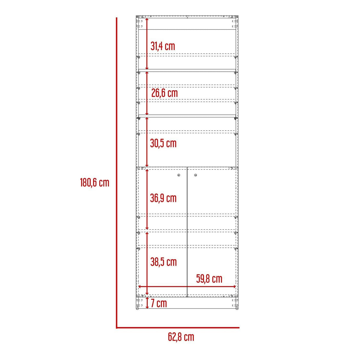 Estantería Home Wengue 63x181cm con Tres Compartimientos y con Un Cajón - Bibliotecas y Estanterías | Bylmo