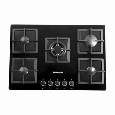 Estufa de Empotrar Challenger Negro 76x52cm de Cinco Quemadores - Electrodomesticos | Bylmo